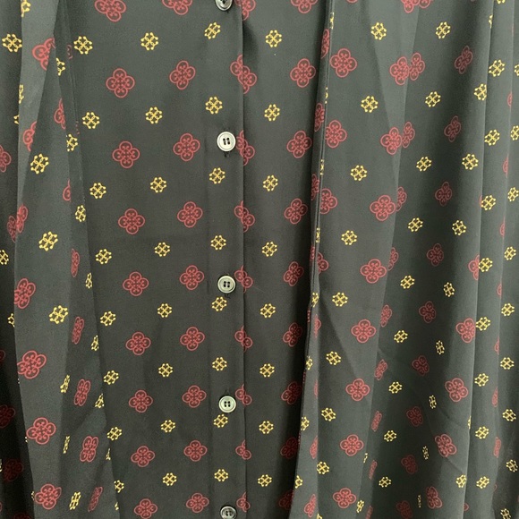 Nordstrom Black blouse with red and yellow design - Picture 2 of 3